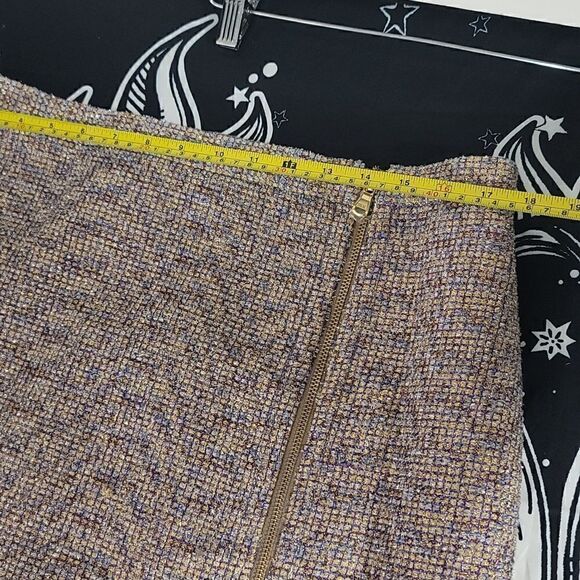 J.Crew Nwt Purple Gold Sparkle Tweed Front Zip Skirt - Picture 10 of 12
